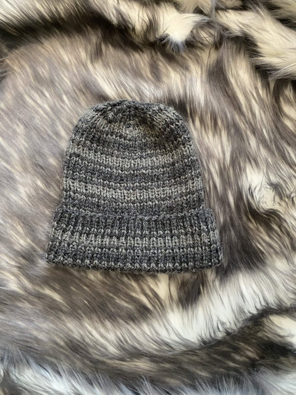 Handmade Striped Grey Beanie